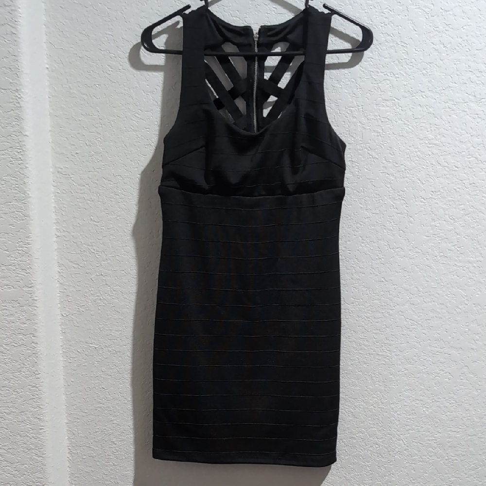 Sequin Hearts Black Halter Bodycon Cocktail Dress